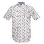 View Item Merc London Mod Retro Floral Pattern Short Sleeve Shirt Pale Blue
